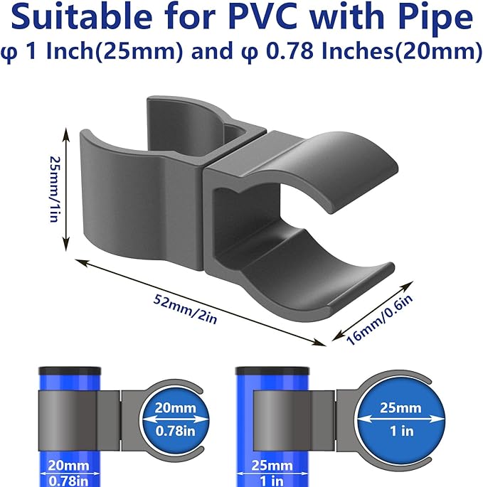Two-Way Clamp for Dog Agility Training Hurdles, Adjustable Jump Connectors, Fits 1” (25mm) & 0.78” (20mm) PVC Pipe, Easy Install, (10-Pack)