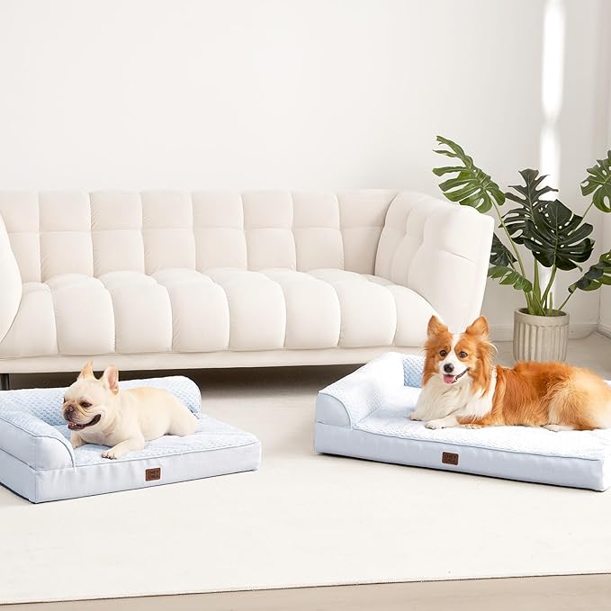 EHEYCIGA XXL Dog Bed Memory Foam, Orthopedic Giant Dog Bed Jumbo with Washable Removable Cover, Waterproof Pet Sofa Couch with Nonskid Bottom, 48x35x7.5, Washblue