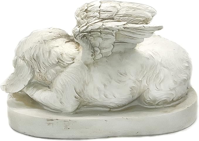Bellaa Dog Statues 10 Inch Angel Wings Labrador Golden Retriever Puppy Pet Outdoor Garden Memorial Monument Grave Marker Tribute Stone Finish Sculptures Home Decor