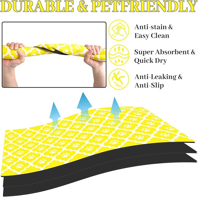Dog Food Mat 16X24 Inch Pet Feeding Absorbent Mats for Floor Cat Water Bowl Placemats Non-Slip Washable Dog Mat for Food and Water