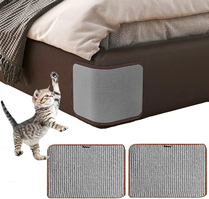 2PCS Cat Scratcher Mat Sofa Protector Natural Sisal Cat Scratching Mat Cat Scratch Couch Cover Grinding Claws Couch Guard Pad (11.8"x7.9" Gray)