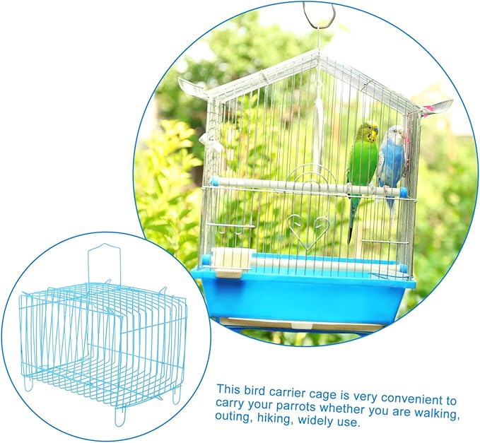 Milisten Portable Bird Carrier Travel Cage Lightweight Handheld Wire Cage for Small Birds Parrots Conures Cockatiels with Breathable Design for Outdoor Trips