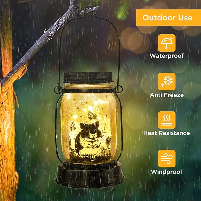 kyoryuger Hamster Gifts for Women/Men Hamster Solar Lanterns Mom Birthday Present Lantern Pet Loss Pet Memorial Lights Solar Garden Decoration Outside for Yard, Patio,Backyard,Porch Torche
