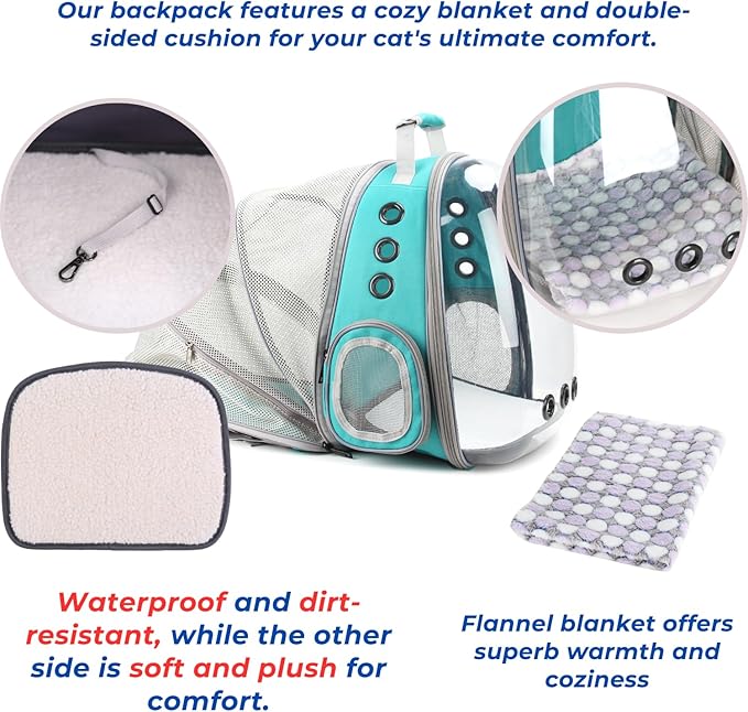 Lollimeow Cat Carrier Backpack, Expandable Bubble Pet Carrier for Cats and Small Dogs, Airline Approved Travel Backpack for Hiking, Walking & Outdoor Adventures - Supports up to 14 lbs