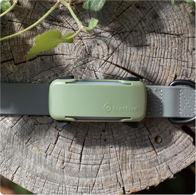 Tractive GPS Dog Tracker (2025 Release) Real-time Pet Location Tracker | Health & Wellness Alerts | Virtual Fence for Dogs | Bark Monitoring (Brown w/Olive Cover)