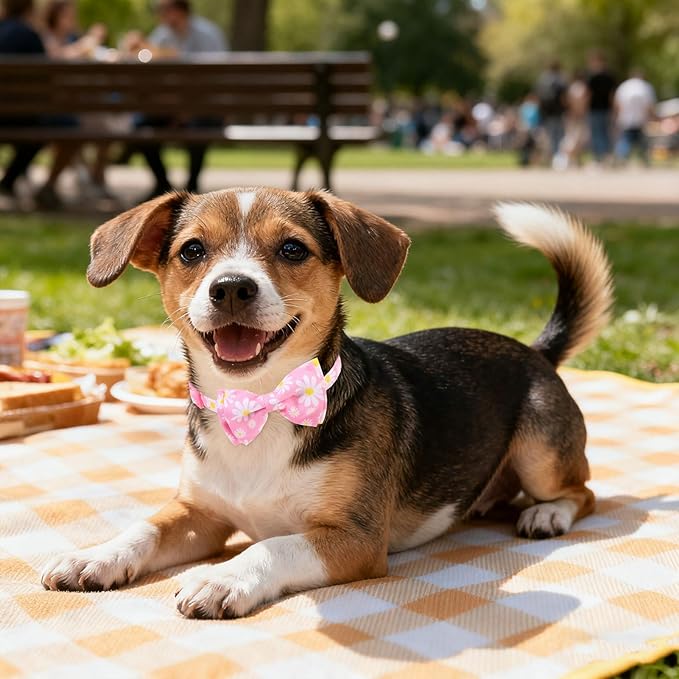 EXPAWLORER Cute Cat Collar Breakaway with Bells - 2 Pack Adjustable Floral Pet Collar with Removable Bow Tie and Bandana, Safety Buckle for Girl Boy Cats Kitten, Pink Purple Daisy