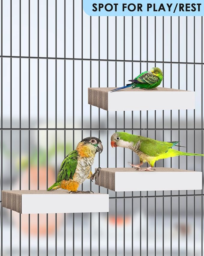 KATUMO Bird Toys, 7.8 Inch Paper Parakeet Shredding Chewing Toys Parrot Perch Platform Conure Foraging Toys for Budgie Cockatiel Lovebird Small Birds