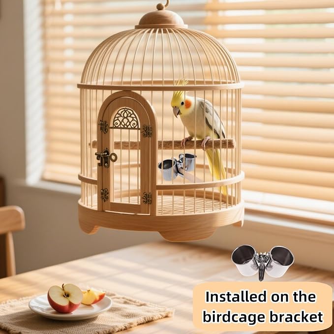 2 PCS Stainless Steel Bird Bowls with Clamp Bird Cage Feeder and Water Dish Set Anti Spill Easy Clean Food Bowls for Parrot Small Animal Carrier Backpack Accessories