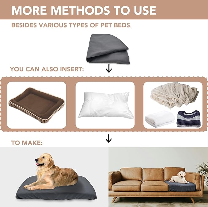 Dog Bed Cover Waterproof Replacement Machine Washable Covers for 47x29 Inch Dog Bed Heavy Duty Scratch Resistant Mattress Protector Pet Bed Cover Only Grey