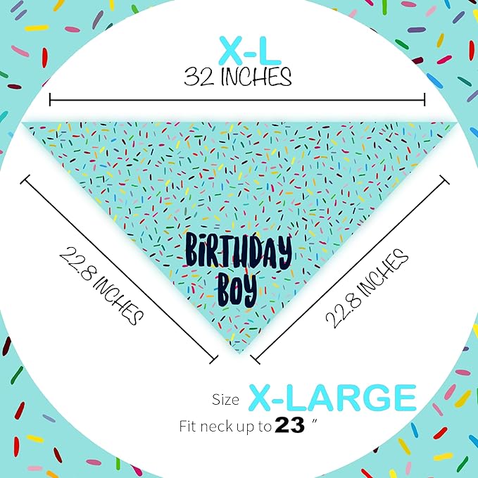 Birthday Boy Dog Bandanas 1 Pack, Blue Birthday Dog Scarfs, Pet Scarves for Birthday Boy Bandanas for Large and Extra Large Dogs (Blue, X-Large)