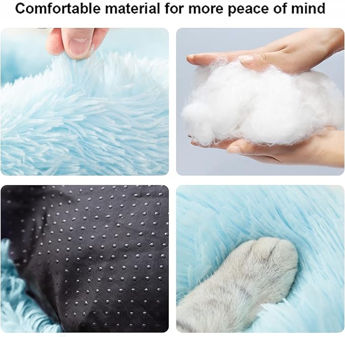 Cat Beds for Indoor Cats,24 Inch Dog Bed for Small Melium Large Dogs, Washable-Round Pet Bed for Puppy and Kitten with Slip-Resistant Bottom