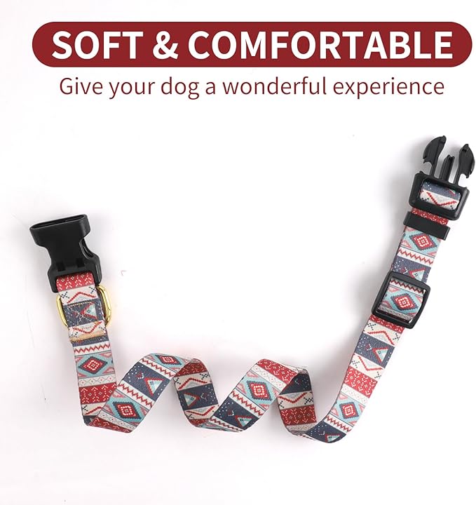 QQPETS Adjustable Soft Dog Collar: Print Flower Pink Multicolor Cute Patterns for XS Small Medium Large Pet Girl Boy Puppy Walking Running Training