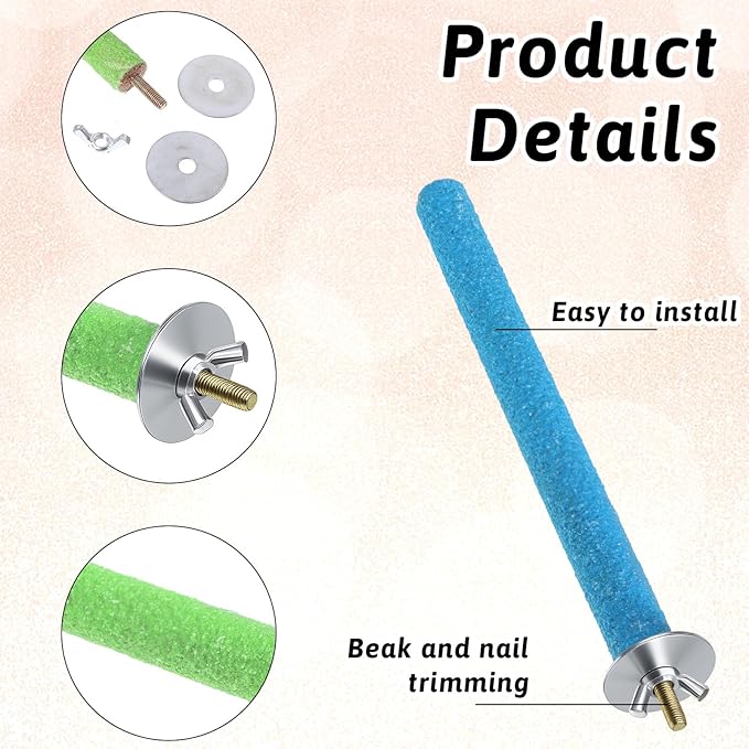 Bird Perches for Cage, 2 PCS Parrot Perch Bird Cage Perch Toy Paw Grinding Stick Cages Wooden Grinding Claw Sticks Sanded Surface Cages Toy for Parakeets Finches Parakeet Toys Birdcage Accessories