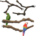 Allazone 4-Piece Bird Perch - Natural Grapevine Stick Swing Chewing Toys for Parrot Cages, Cockatiels, Parakeets, Finches