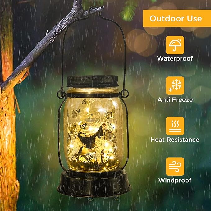 Kerry Blue Terrier Gifts for Women/Men, Pet Solar Lanterns Kerry Blue Terrier Dog Lovers Lantern Pet Loss Dog Memorial Lights Solar Garden Decoration for Yard,Patio,Backyard,Torches Lights Home Decor