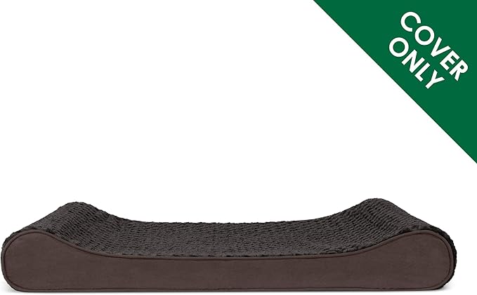 Furhaven Replacement Dog Bed Cover Ultra Plush Faux Fur & Suede Contour Luxe Lounger, Machine Washable - Chocolate, Large