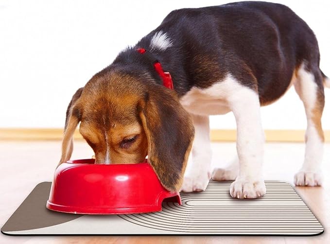 Dog Food Mats for Floors Waterproof, Cat Water Bowl Mats Pet Feeding Absorbent Mat Placemats for Food and Water Brown Bohemia 16 * 24 inch