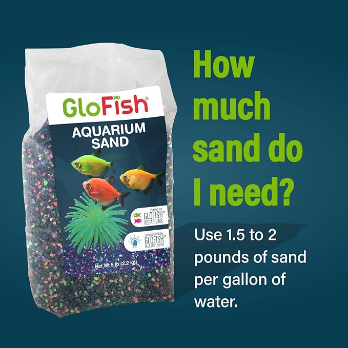 GloFish Aquarium Sand 5 Pounds, Black with Highlights, Complements Tanks and Décor, (AQ-78485) (Pack of 6)