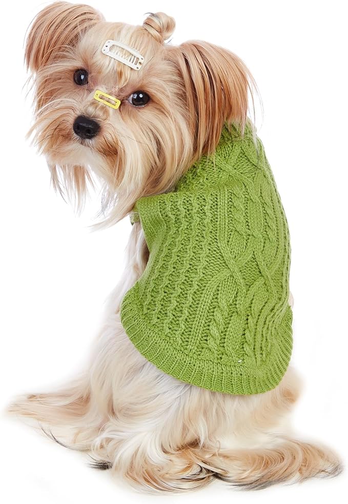 Stretchy Cat Sweater - 17 Colors & 6 Sizes | Snug Winter-Ready Knit for Boy/Girl Cats & Kittens(Green, X-Small)