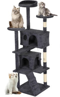 FDW | 62" Cat Tree Tower | Dark Gray | Multi-Level Indoor Activity Center with Sisal Scratching Posts, Condos, Plush Perches, Hanging Cat Toys | Sturdy, Easy to Assemble | for Kittens & Adult Cats
