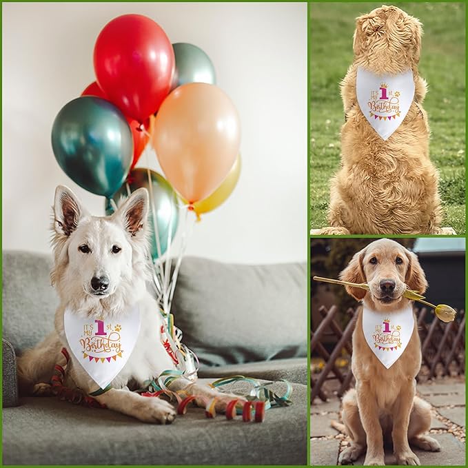 It's My 1st Birthday Dog Bandana Happy 1st Birthday Pet Triangle Scarf for Large Medium Small Dogs One Year Old Gifts Photo Prop Pet Scarf Accessories Christmas Puppy Gifts