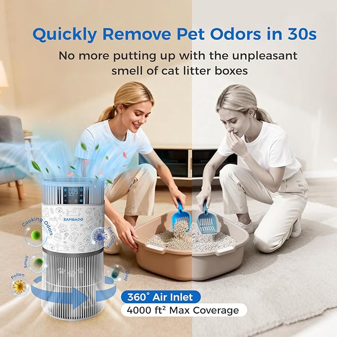 Air Purifier for Home Pets with Smart WiFi up to 4000Ft², H13 HEPA for Floating Pet Hair, Dander & Pet Odor, 7-Stage Filter, Electronic Aromatherapy Diffuse, 360° Wide Intake,22dB Ultra Quiet