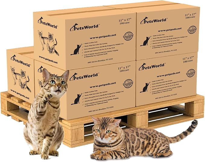 PetsWorld Universal Fit Multi-Cat Pad Refills for Litter Box, Fresh Scented, Ultra-Absorbent, Odor Control, Pack of 600