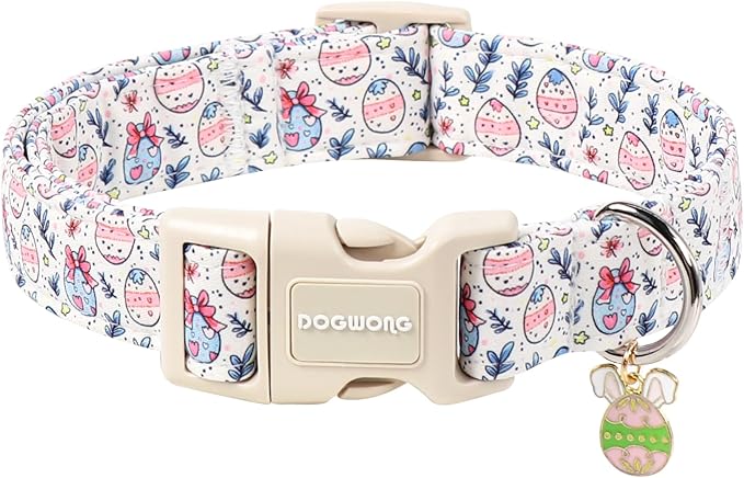 DOGWONG Cute Easter Egg Dog Collar, Adjustable Soft Egg Pet Collar for Small Medium Large Dogs,M Visit The Elegant Little Tail Store
