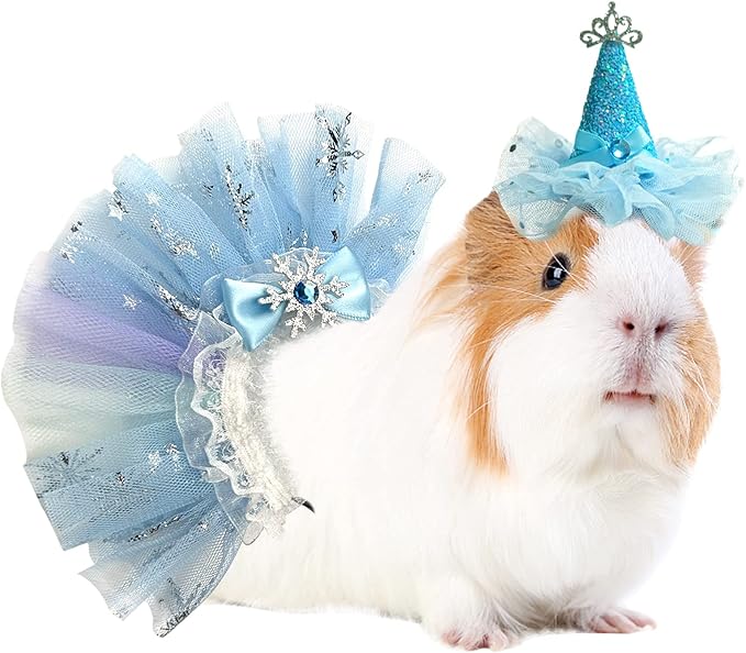 Small Animal Birthday Princess Costume for Rabbit Guinea Pig Crown Hat Tutu Skirt Rabbit Princess Hat Bunny Bandana Halloween Small Pet Outfit for Guinea Pig Bunny Hedgehog S