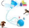 Interactive Cat Toys Ball for Indoor Cats,Automatic Cat Toy with Elastic Mesh Tail,Rechargeable Rolling Kitten Toy,Cat Enrichment Toys for Indoor Cats (Blue1, Cat Toy Ball)