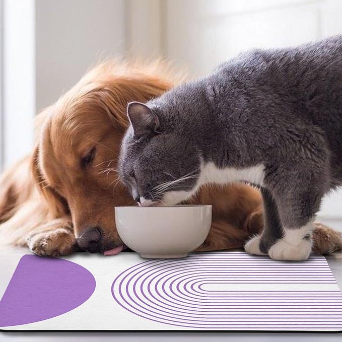 Dog Food Mats for Floors Waterproof, Cat Water Bowl Mats Pet Feeding Absorbent Mat Placemats for Food and Water Bohemia 17 * 30 inch
