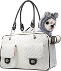Soft-Sided Pet Travel Carrier Airline Approved for Pet Small Dog and Cat Collapsible, White Shiny Patent Leather