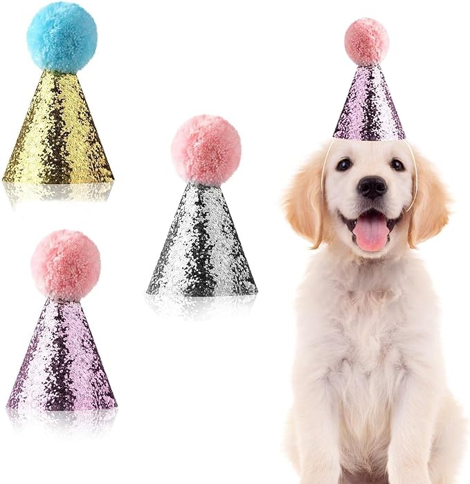 3pcs Dog Birthday Hat for Pets Party Decoration Supplies， Cat Kitten Headband Hats Charms Grooming Accessories