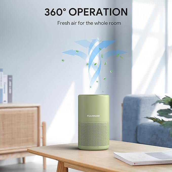 FULMINARE Air Purifiers for Home Bedroom H13 HEPA Air Purifier, 3 Speeds, Timer, 24dB, Small Mini Air Purifier with Night Light, Sage Green