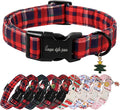 Unique Style Paws Christmas Dog Collar Plastic Buckle with Pendant Blue Purple Red Grid Cotton Puppy Collars for Small Medium Large Dogs