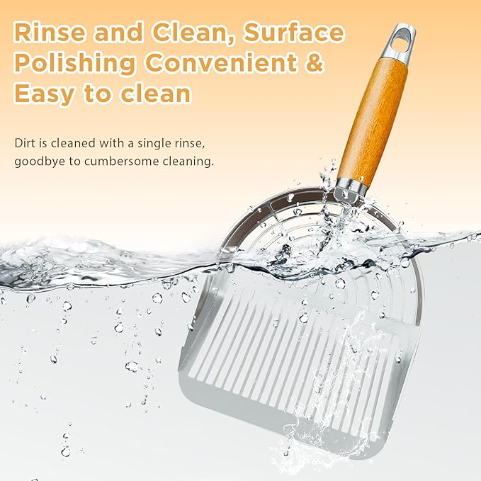 Cat Litter Scoop, Litter Scooper, Metal Cat Litter Scoop, Stainless Steel Cat Litter Scoop, Kitten Pooper Lifter, Kitty Metal Scooper with Holder for Cat Litter Box Strip Holes Easy Cleaning