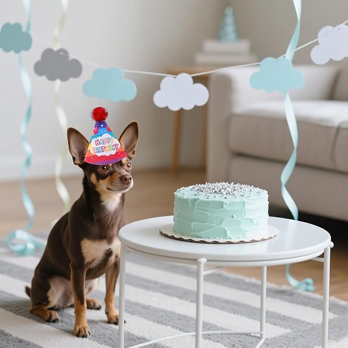 6pcs/Pack Dog Birthday Hats Party Hats for Small MediumPuppies Doggie Cats Boy Girl Birthday Costume Accessories