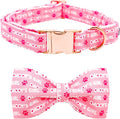 Lionheart glory Dog Bow Collar Valentine's Day Dog Collar for Medium Dogs, Pink Dog Collars with Bowtie Spring Dog Collar Pet Collar Bows