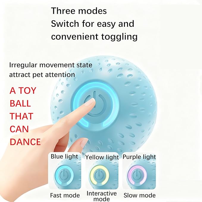 Interactive Dog Toys, Interactive Dog Ball with Birdsong Squeaky Chewable Rope for Small/Medium/Large Dogs,Automatic Moving Dogs Toy Wicked Ball for Boredom & Training,Dog Toys to Keep them Busy(Blue)