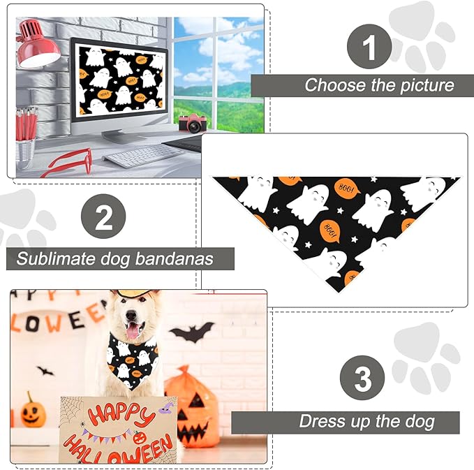 Abbylike 20 Pcs Sublimation Blank Dog Bandanas Plain Bandanas for Dogs Heat Transfer Triangle Bibs DIY for Puppy Cat Pets Birthday Costume Accessories Party Decoration (Black,Small)