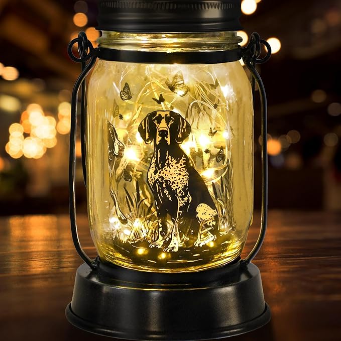 German Shorthaired Pointer Gifts for Women/Men, Pet Solar Lanterns German Shorthaired Pointer Lover Lantern Pet Loss Dog Memorial Lights Solar Garden Decoration for Yard,Patio,Torches Light Home Decor