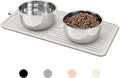 Ptlom Pet Placemat for Dog and Cat, Anti-Slip Waterproof Dogs Feeding Mat Prevent Food and Water Overflow, Bowl Mats Suitable for Medium and Small Pets, Cream, Silicone