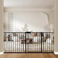 WAOWAO Baby Gate 71.65-76.38" Extra Wide Pressure Mounted Walk Through Swing Auto Close Safety Black Metal Toddler Kids Child Dog Pet Puppy for Stairs,Doorways,Kitchen