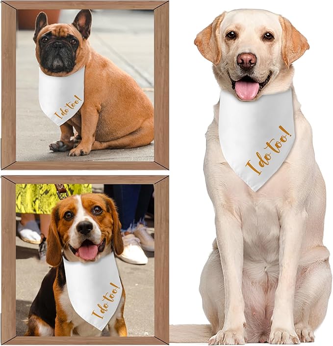 Engagement Gifts I do Too! Dog Bandana Pet Scarf Wedding Photo Prop Pet Accessories for Dog Lovers Owner Gift Engagement Party Bridal Shower Decorations