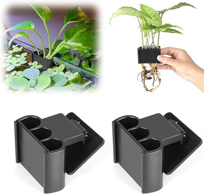 2 Pk Upgraded Aquarium Plant Holder, Hanging Aquarium Plant Holder with Clip, Suitable for Fish Tank Plant Potting, Aquarium Decoration