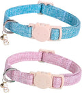 Cat Collar-2 Pack Cat Collar Blue and Pink Linnet with Kitten and Bell Pendant Safety Buckle Adjustable Pet Collar Suitable for Cats Gift to Cats and Small Pets