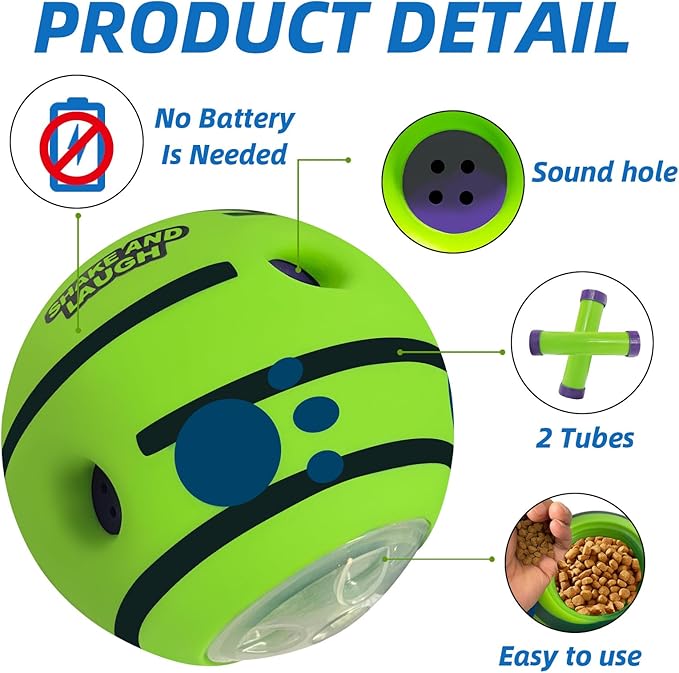 Interactive Puzzle Dog Treat Ball, Treat Dispensing Enrichment Dog Toys Ball, XL, 5.51 in (14 cm)