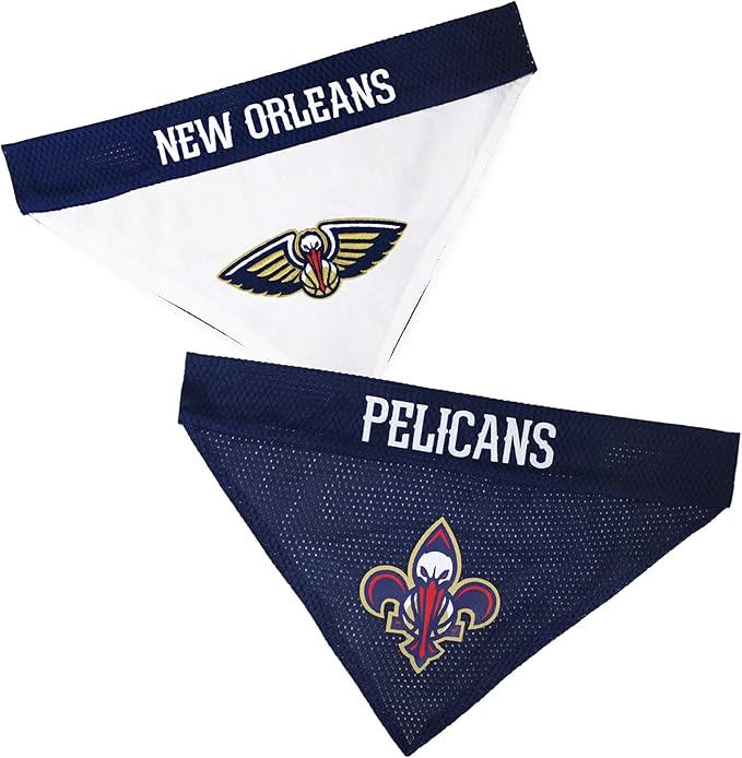 Pets First NBA Dog Bandana - New Orleans Pelicans Reversible Home & Away Sports Bandana with Premium Embroidery Team Logo, Small/Medium