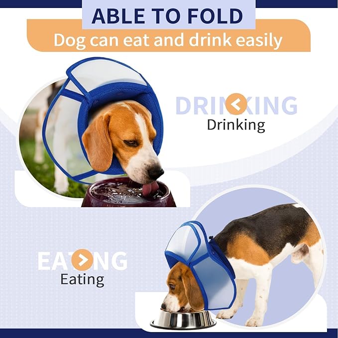 Allroaring Dog Cone Collar, Soft Dog Cones for Medium Dogs After Surgery, Adjustable Pet Cone for Dogs to Stop Licking, Breathable Doggie Elizabethan Collar for Wound Care Spay Neuter, Blue M