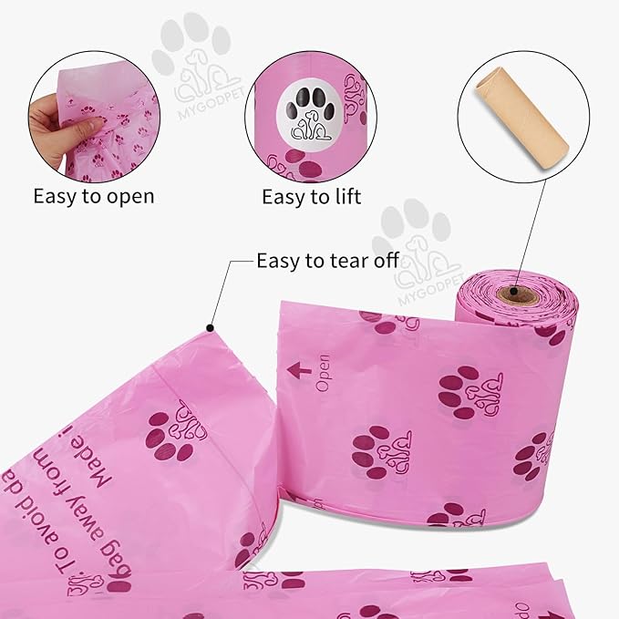 Dog Poop Bags Rolls with Dispenser 150 Count Biodegradable Bags for Dog and Cat Lavender Scented Waste Bag Leak Proof Doggie Poop Bag Doggy Trash Bag Purple
